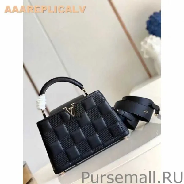 AAA Replica Louis Vuitton Capucines BB Bag In Black Damier Lambskin M59225