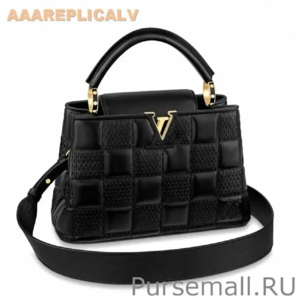 AAA Replica Louis Vuitton Capucines BB Bag In Black Damier Lambskin M59225