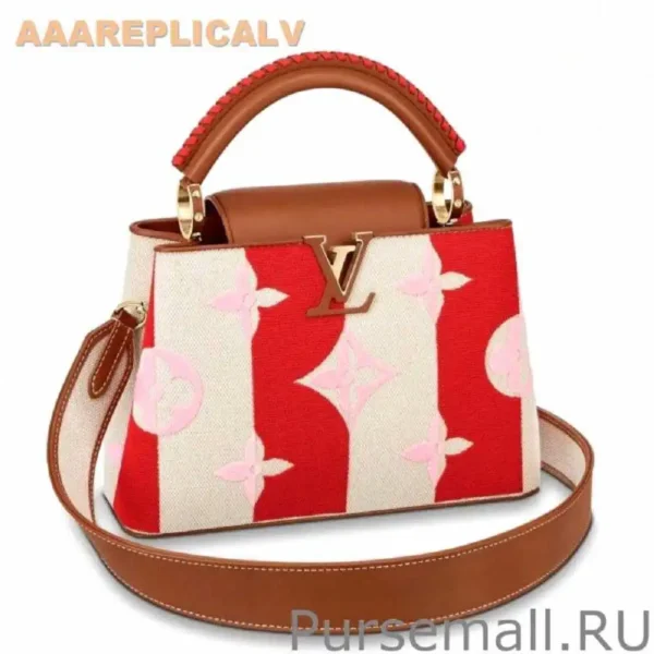 AAA Replica Louis Vuitton Capucines BB Bag In Striped Canvas M57734