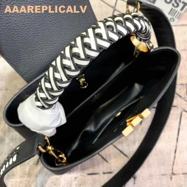 AAA Replica Louis Vuitton Capucines PM Bag With Braided Handle M55083 Black