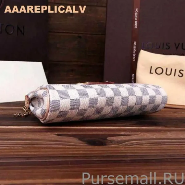 AAA Replica Louis Vuitton Eva Clutch Damier Azur Canvas N55214