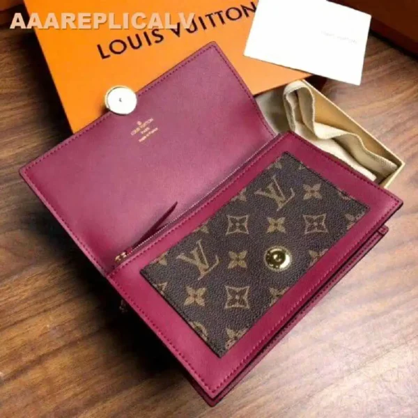 AAA Replica Louis Vuitton Flore Chain Wallet Monogram Canvas M67404 Red