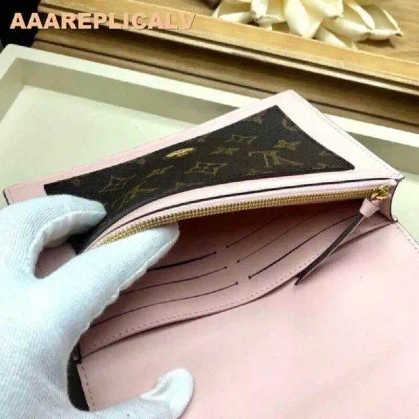 AAA Replica Louis Vuitton Flore Chain Wallet Monogram Canvas M67405 Pink