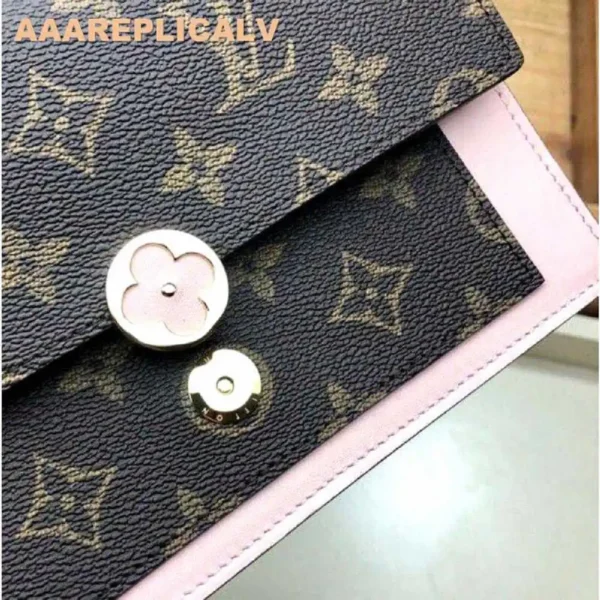 AAA Replica Louis Vuitton Flore Chain Wallet Monogram Canvas M67405 Pink