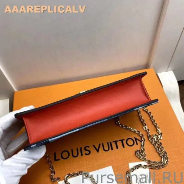 AAA Replica Louis Vuitton Flore Chain Wallet Monogram Denim M69036