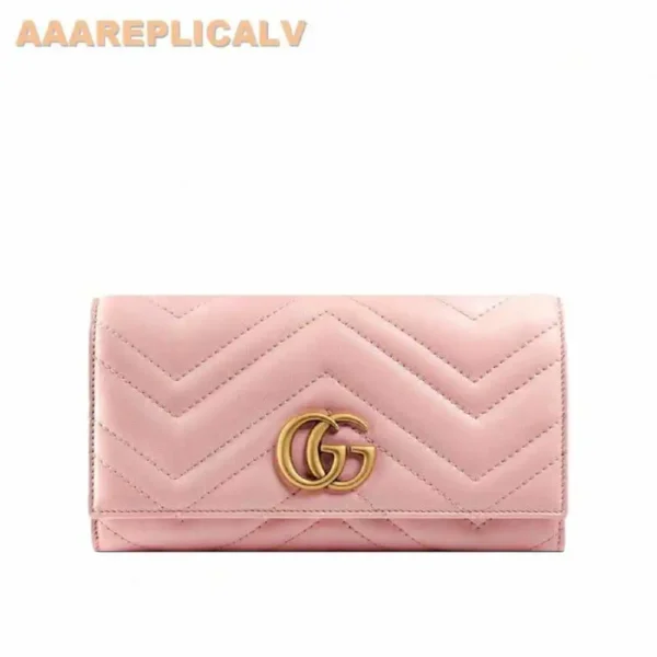 AAA Replica Louis Vuitton GG Marmont continental wallet 443436 Pink