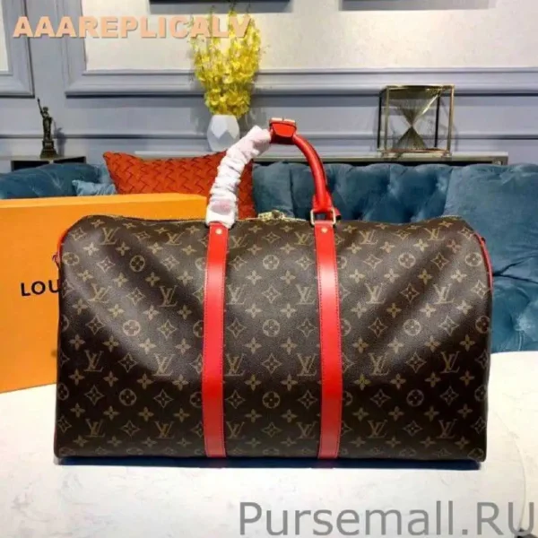 AAA Replica Louis Vuitton Keepall Bandouliere 50 Monogram Red M44740
