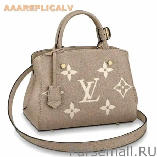AAA Replica Louis Vuitton Montaigne BB Bag In Tourterelle Gray Leather M45489