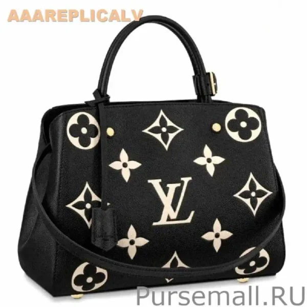 AAA Replica Louis Vuitton Montaigne MM Bag In Black Leather M45499