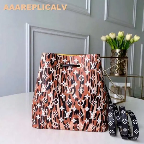 AAA Replica Louis Vuitton Neonoe Bag Monogram Jungle Leopard Zebra M44717