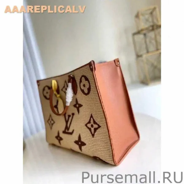 AAA Replica Louis Vuitton OnTheGo GM Bag In Raffia With Brown M57644