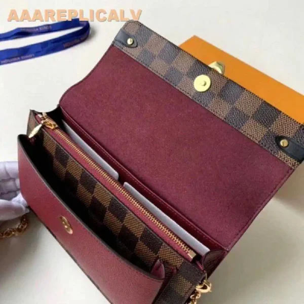 AAA Replica Louis Vuitton Vavin Chain Wallet Damier Ebene N60222